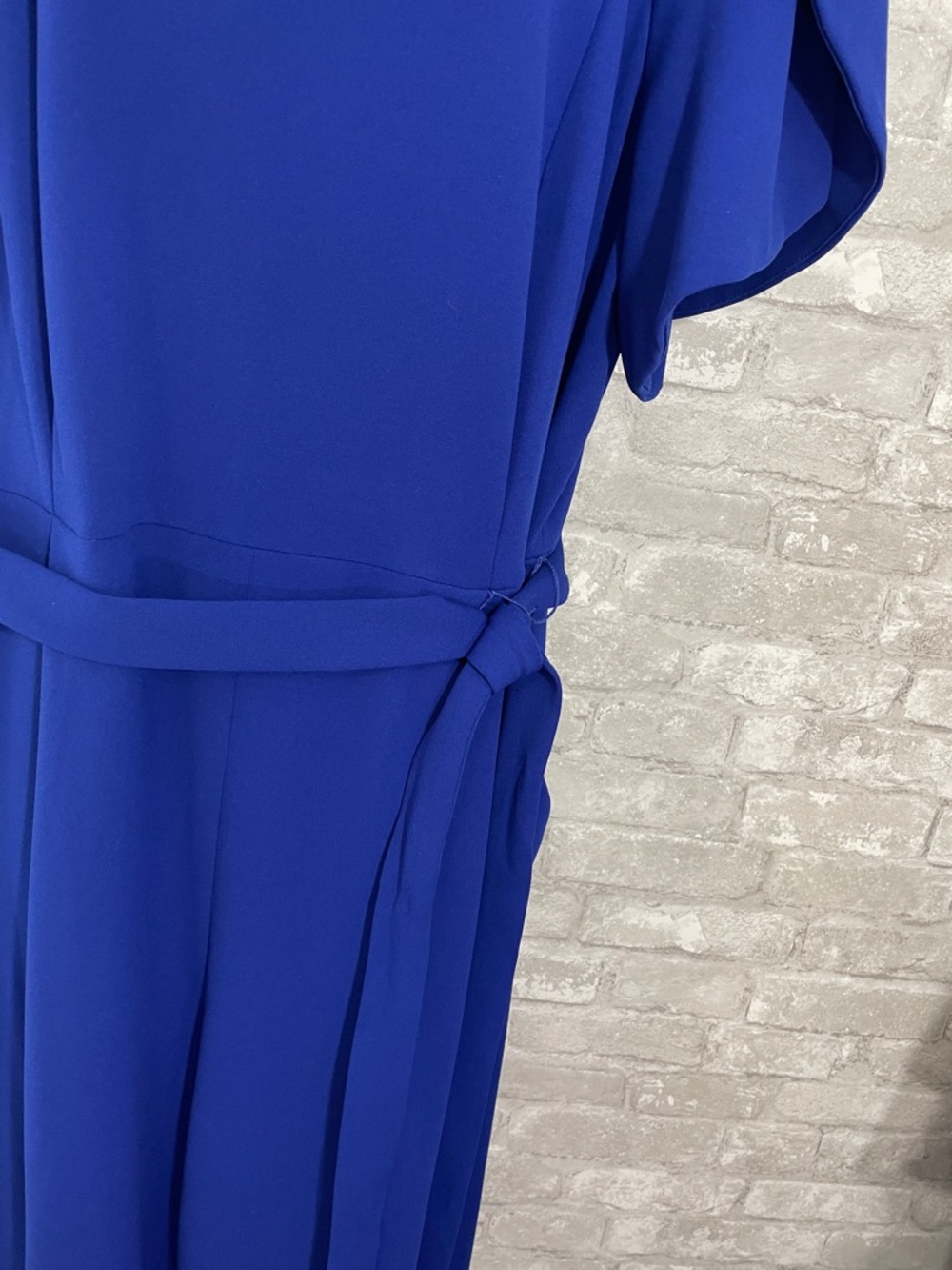 Calvin Klein Royal Blue Short-Sleeve Jumpsuit with Waist Tie - Picture 2 of 8